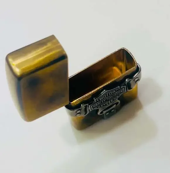 Vintage Harley Davidson Motorcycles Bootstrap Silver and Brass Lighter Case - Picture 4 of 7